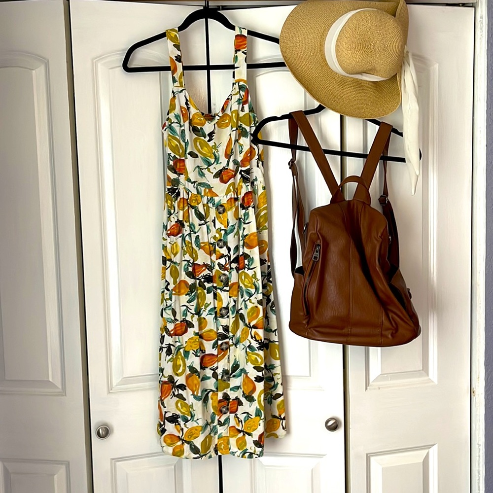 Ava James Lemon Print midi dress